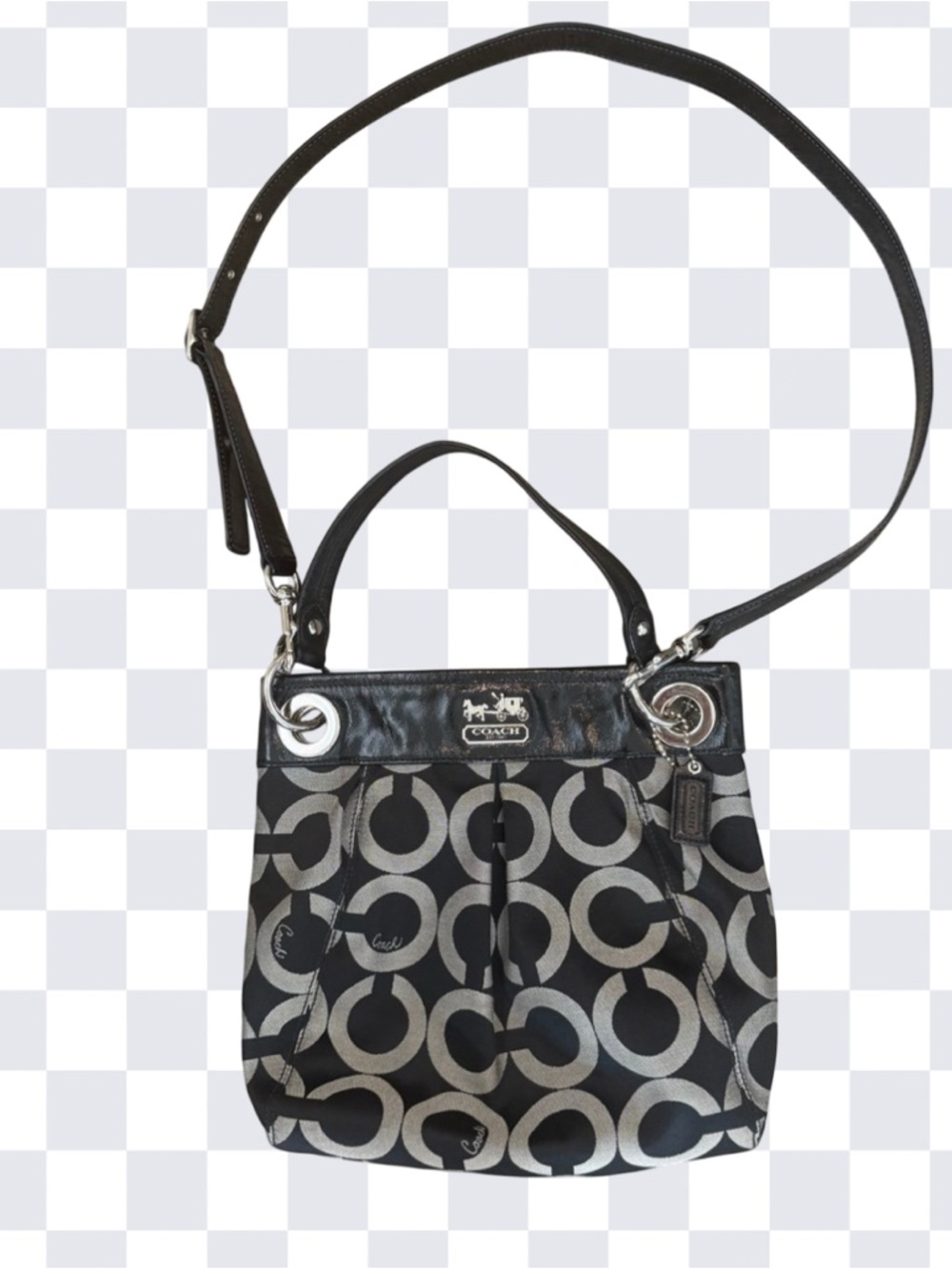 Coach Madison Op Art Signature Sateen Shoulder Crossbody Bag - Picture 4 of 9